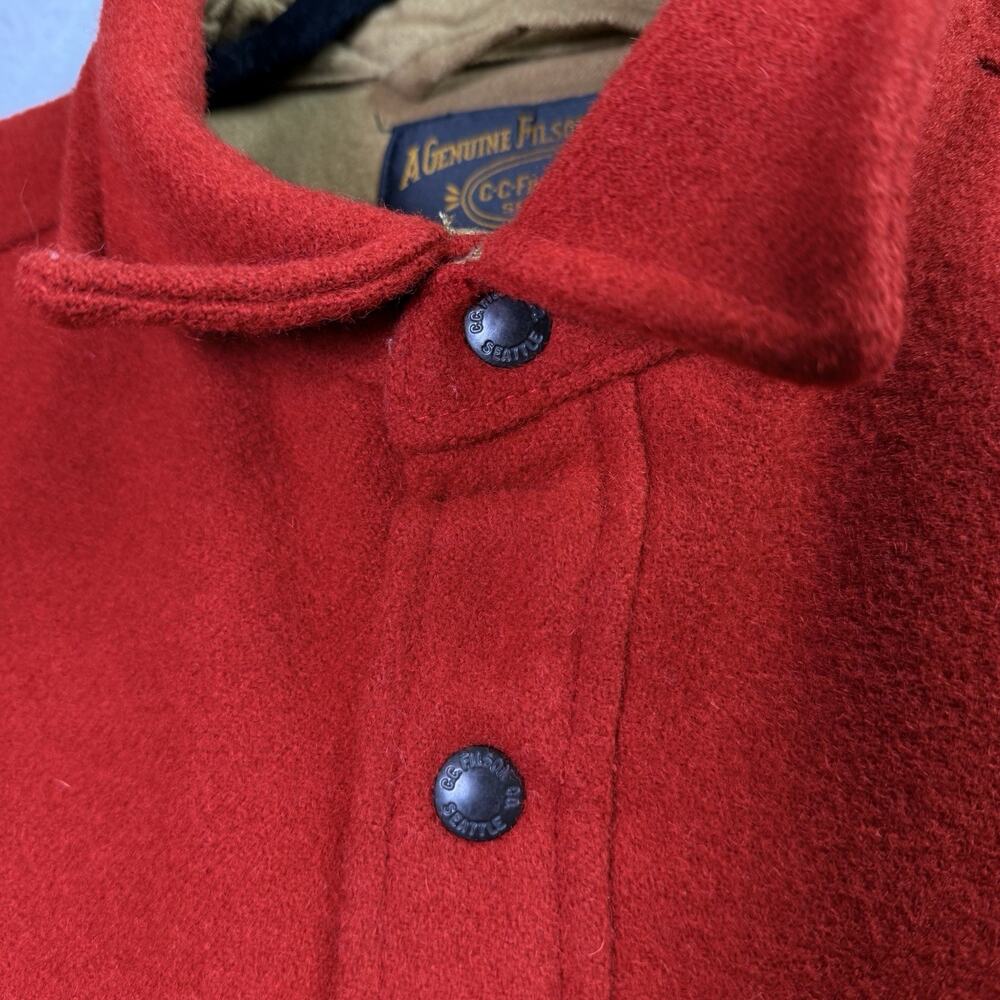 Filson Wool Lined Jacket Jac-SHirt Men's Medium Red Oak Barn Coat Chore Buttoned - Picture 5 of 16